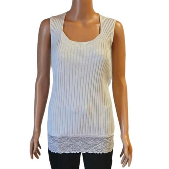 Studio 1940 Tops - 𝅺Studio 1940 white tank lacy shirt (code-P116)
